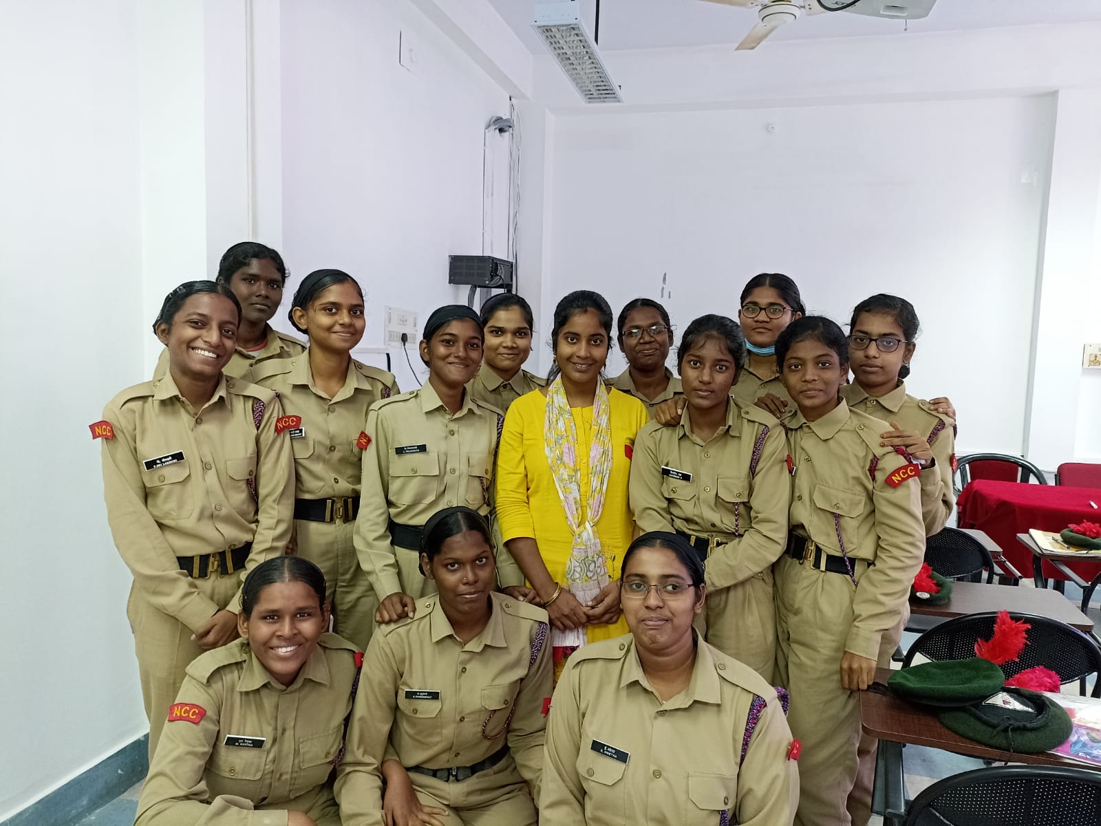 NCC girls with our menstrual educator Kalvi